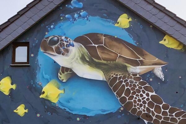 Fassade mit großer Schildkröte