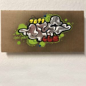 Acrylmarker-Graffiti auf Pappe