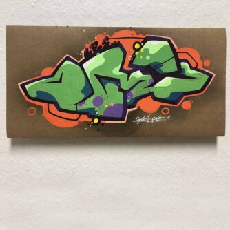 Acrylmarker-Graffiti auf Pappe