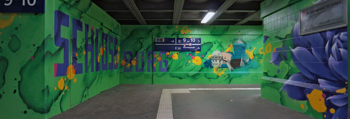 Schloß Burg, Motiv im Solinger Hauptbahnhof